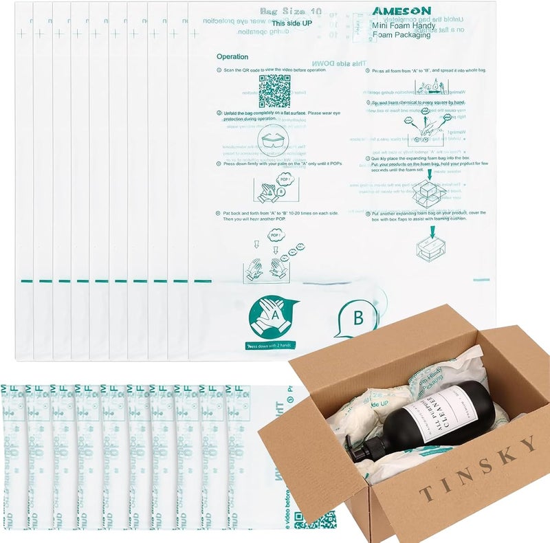 Tinsky 10 Pack 16"x14" Expanding Packing Foam, Expanding Foam for PC/Electronic Components/Equipment/Fragile Items, Rapid Expansion, Stable & Secure, Easy to Use - Essential for Moving - Image 1